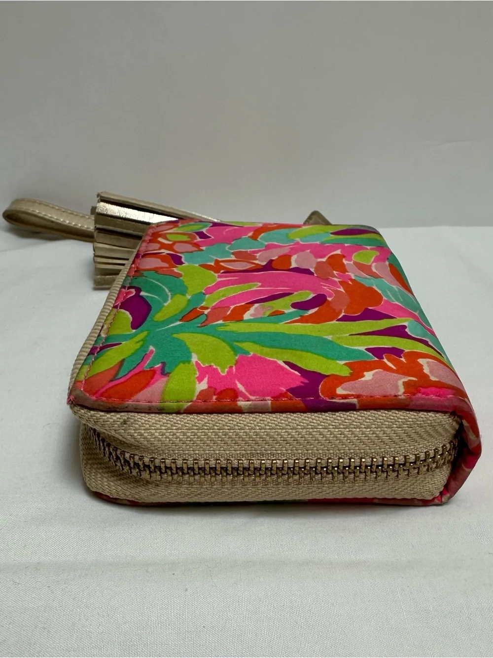 Lilly Pulitzer Multicolor Floral Zip Wristlet Wallet with tassels